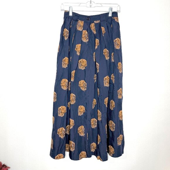 Vintage 80s JG Hook Skirt Womens Sz 10 Labrador Print Cottagecore Boho - Picture 1 of 5